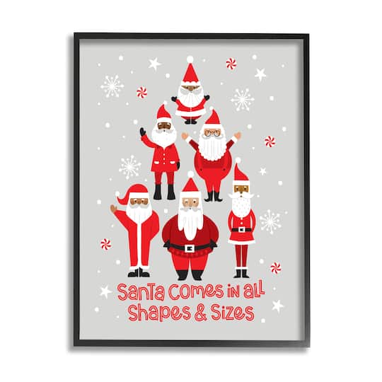 Stupell Industries Santa All Shapes & Sizes Christmas Phrase Framed Giclee Art